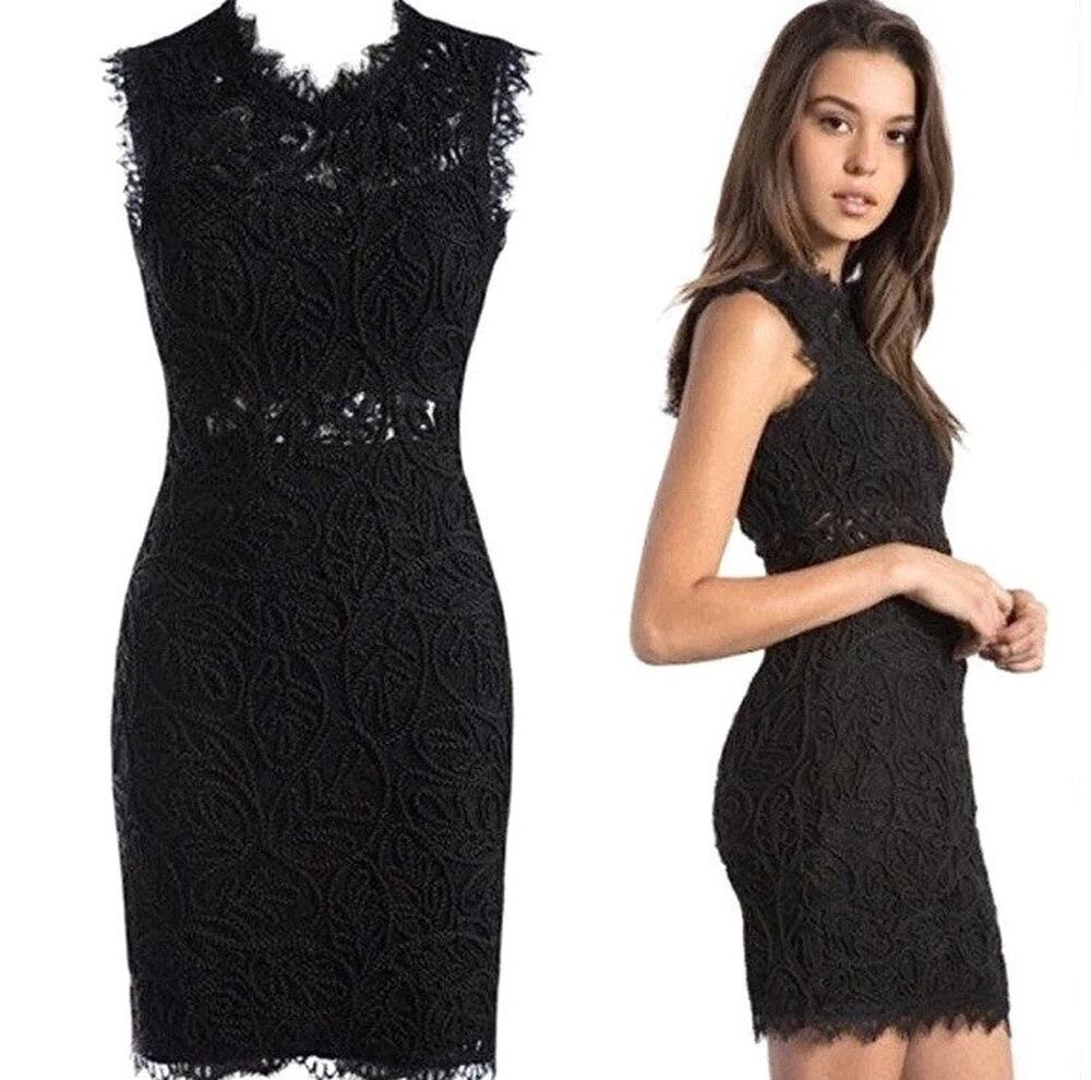 Sans Souci Bodycon Lace Cut Out Mini Crochet Sexy Dress - M